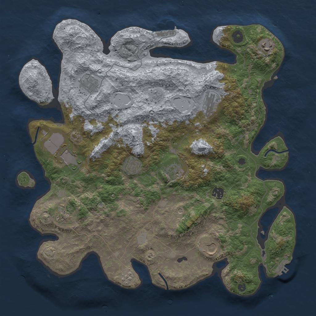 Rust Map: Procedural Map, Size: 3999, Seed: 1215752191, 18 Monuments