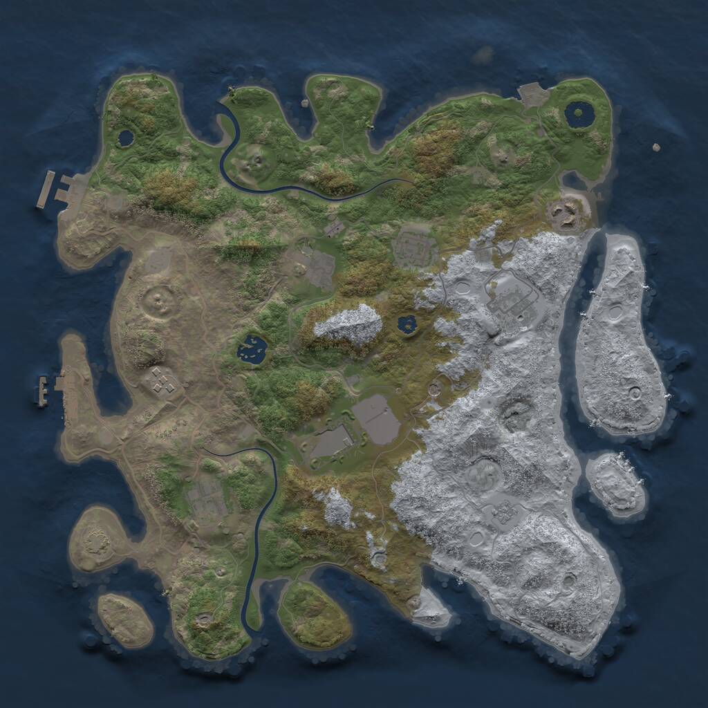 Rust Map: Procedural Map, Size: 3700, Seed: 699119333, 14 Monuments