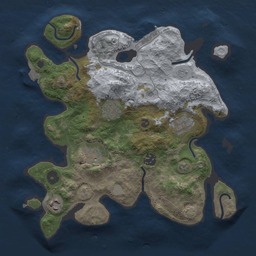 Rust Map: Procedural Map, Size: 3000, Seed: 1675528616, 12 Monuments