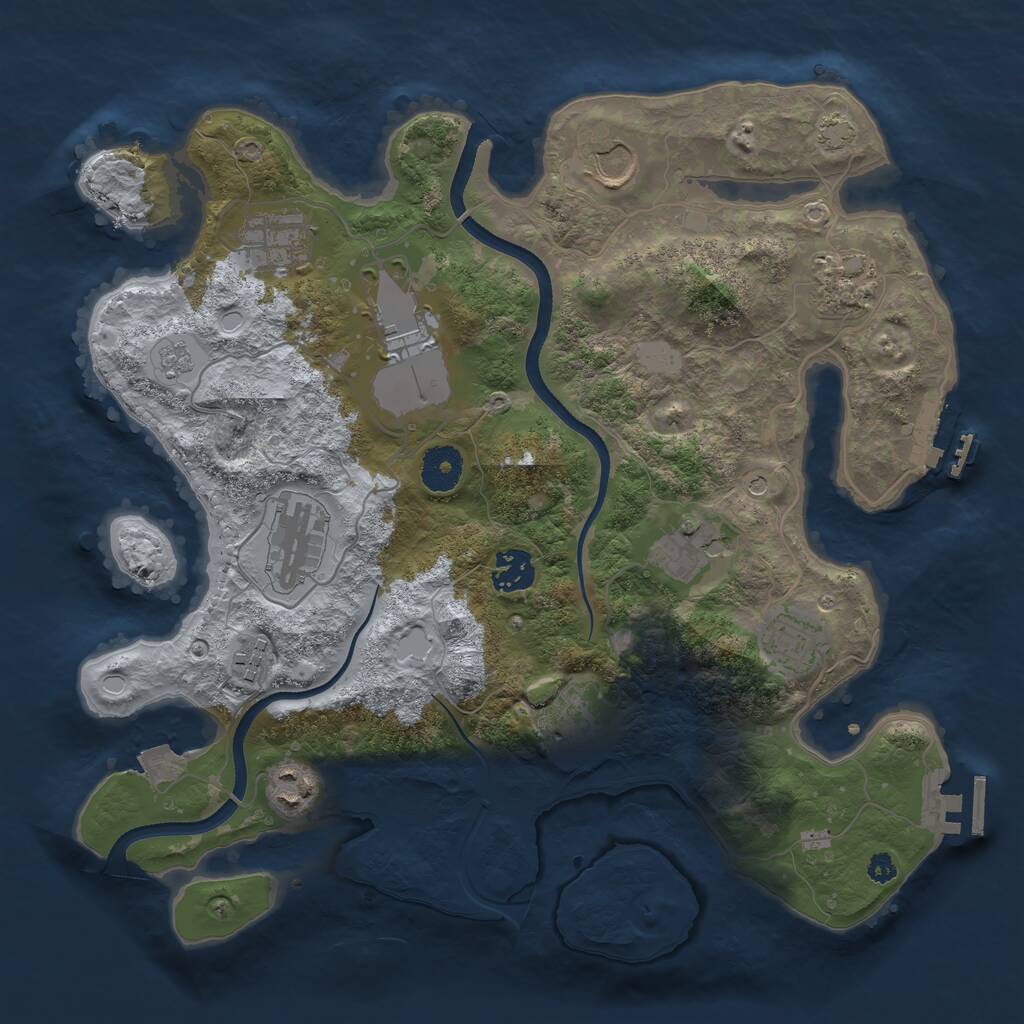 Rust Map: Procedural Map, Size: 3500, Seed: 546618318, 17 Monuments