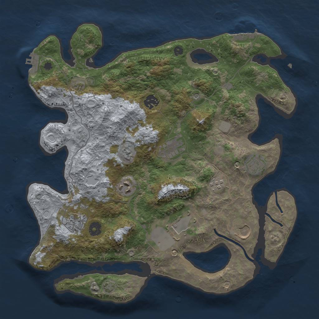 Rust Map: Procedural Map, Size: 3500, Seed: 1272213734, 16 Monuments