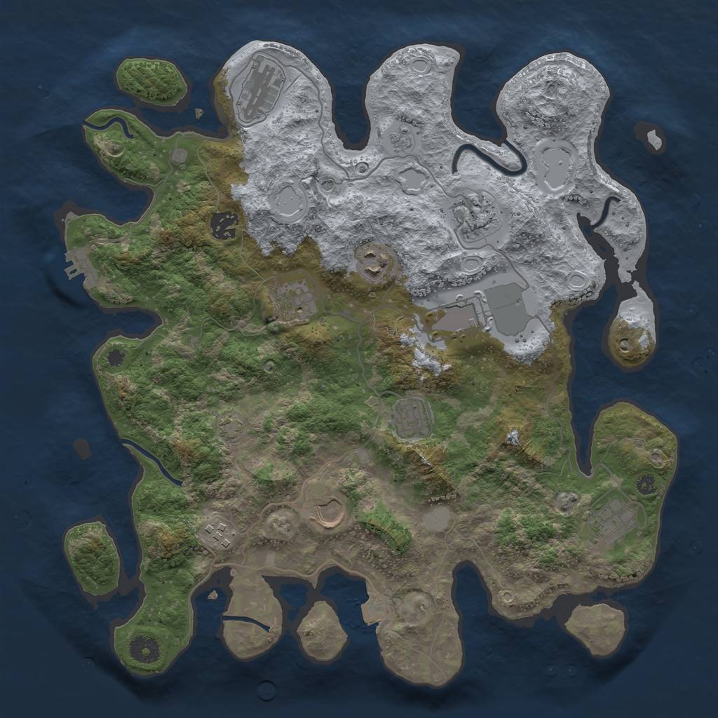 Rust Map: Procedural Map, Size: 3700, Seed: 1831757442, 17 Monuments
