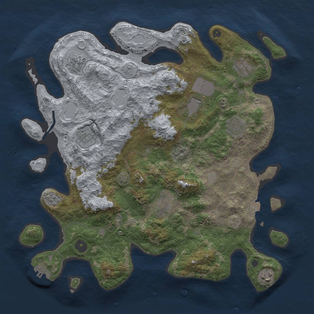 Rust Map: Procedural Map, Size: 3850, Seed: 594628458, 15 Monuments