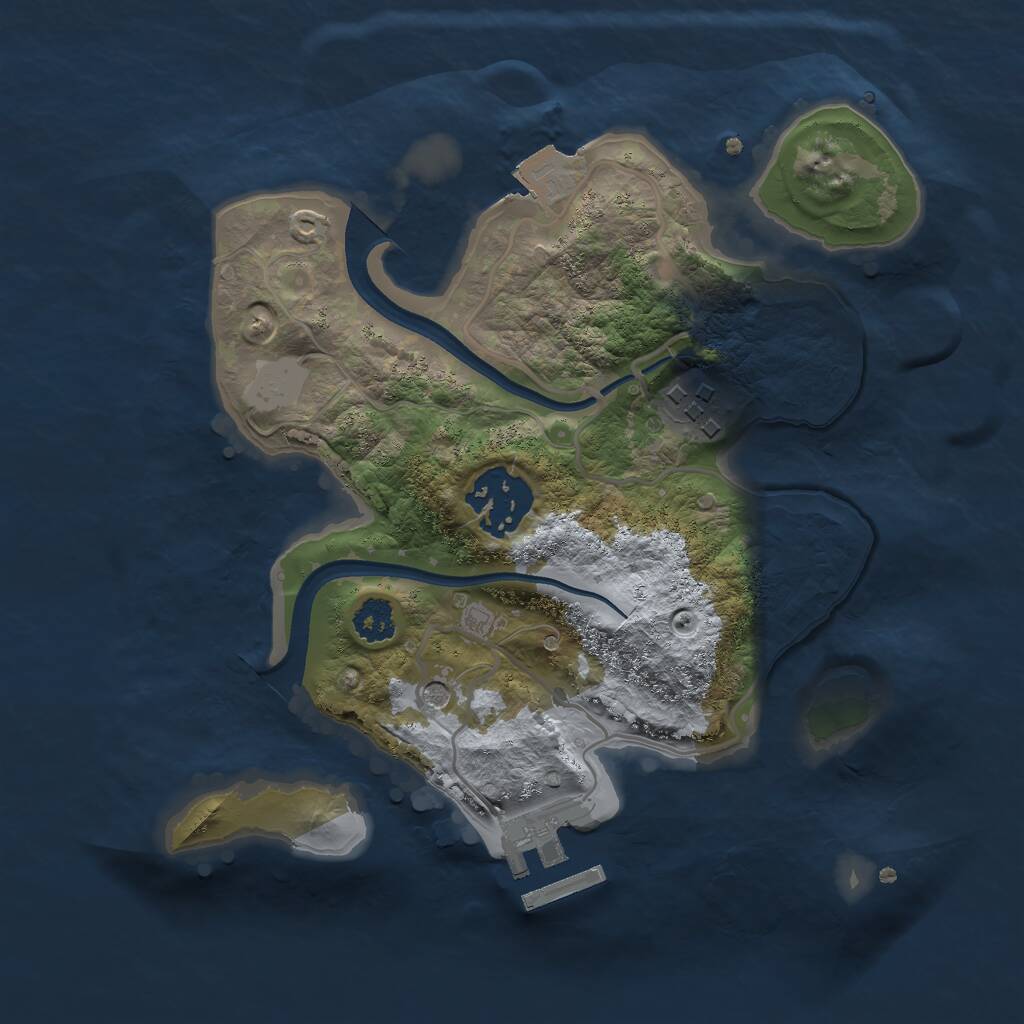 Rust Map: Procedural Map, Size: 2400, Seed: 1659423337, 5 Monuments