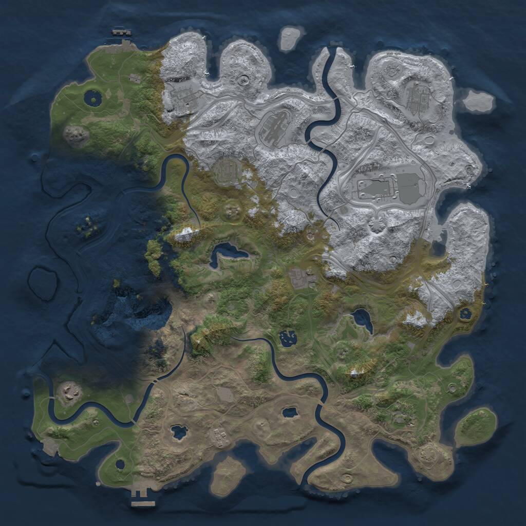 Rust Map: Procedural Map, Size: 4500, Seed: 883107383, 16 Monuments