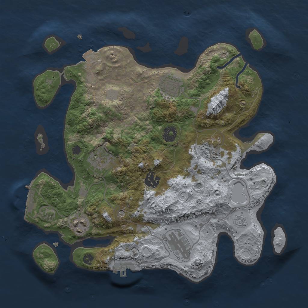 Rust Map: Procedural Map, Size: 3000, Seed: 19840411, 13 Monuments