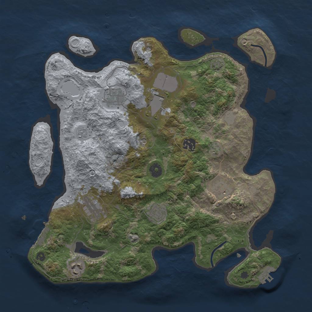 Rust Map: Procedural Map, Size: 3500, Seed: 1389028421, 15 Monuments