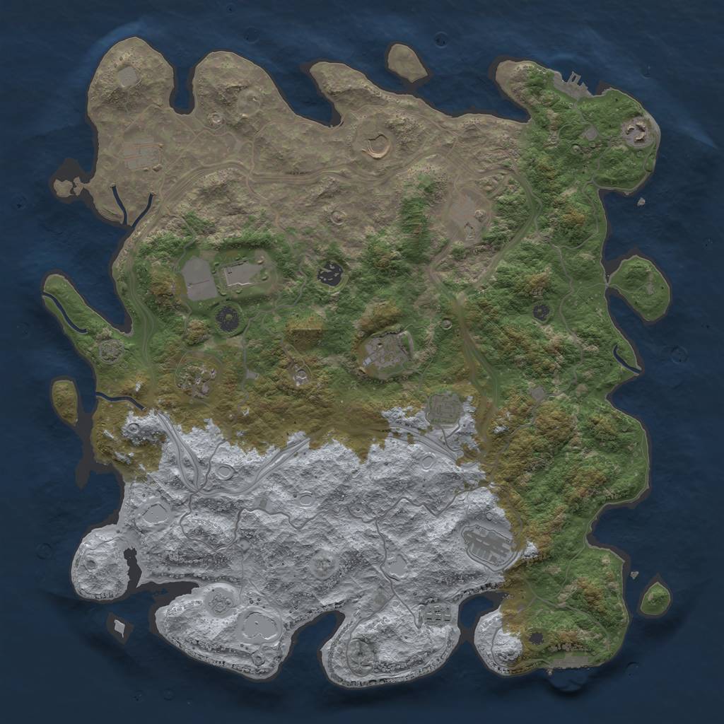 Rust Map: Procedural Map, Size: 4500, Seed: 2054689276, 19 Monuments