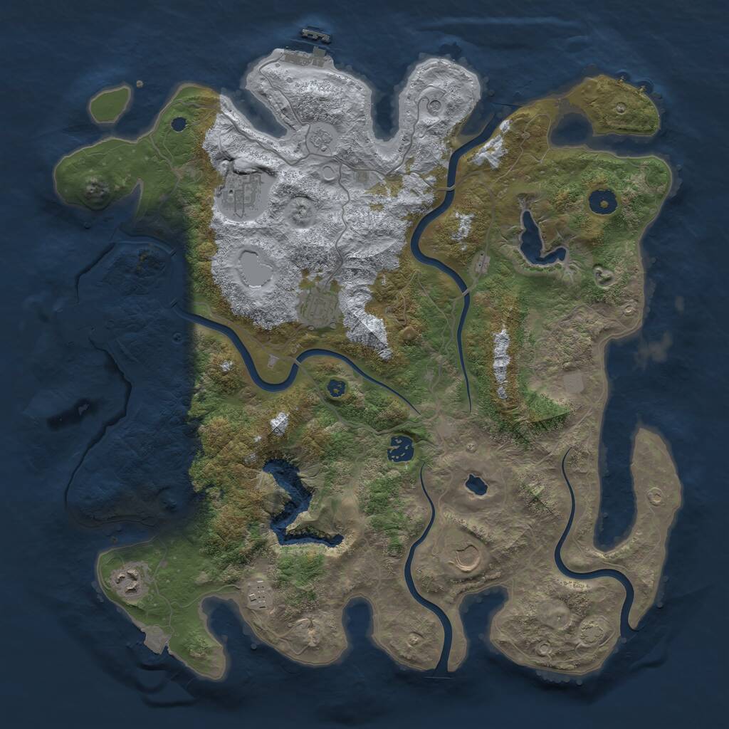 Rust Map: Procedural Map, Size: 4050, Seed: 110211721, 12 Monuments
