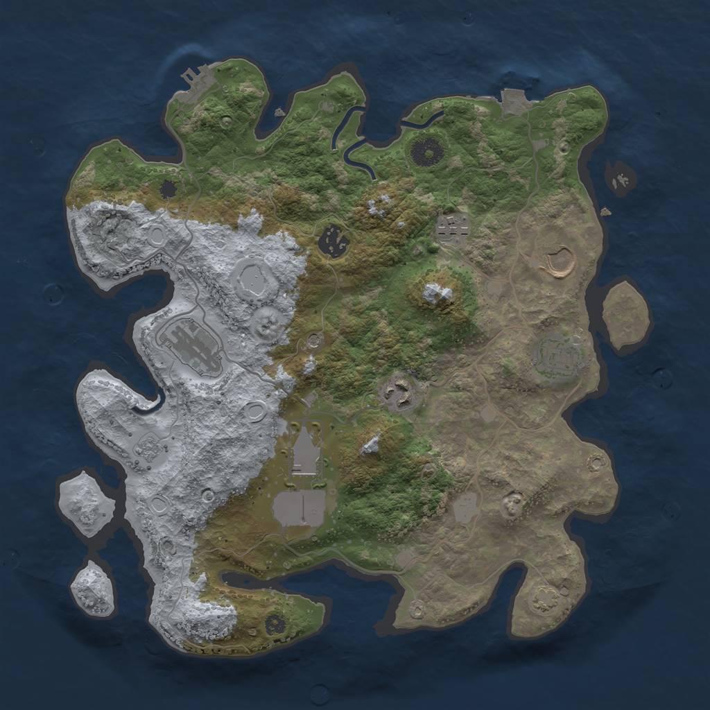 Rust Map: Procedural Map, Size: 3500, Seed: 1020554018, 14 Monuments