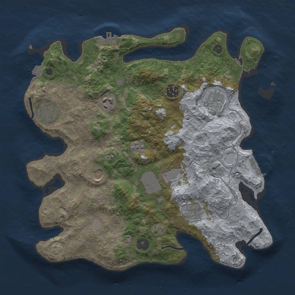 Rust Map: Procedural Map, Size: 3500, Seed: 1449758653, 16 Monuments