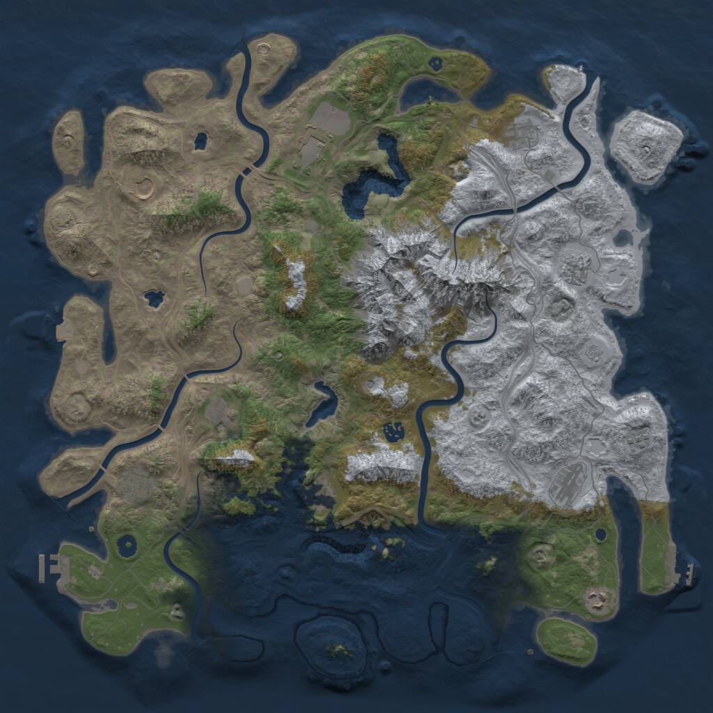 Rust Map: Procedural Map, Size: 5000, Seed: 185179963, 17 Monuments
