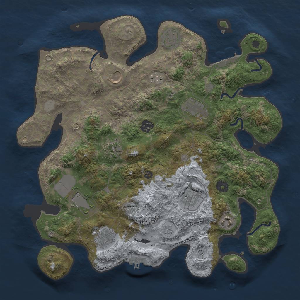 Rust Map: Procedural Map, Size: 3600, Seed: 10804, 17 Monuments