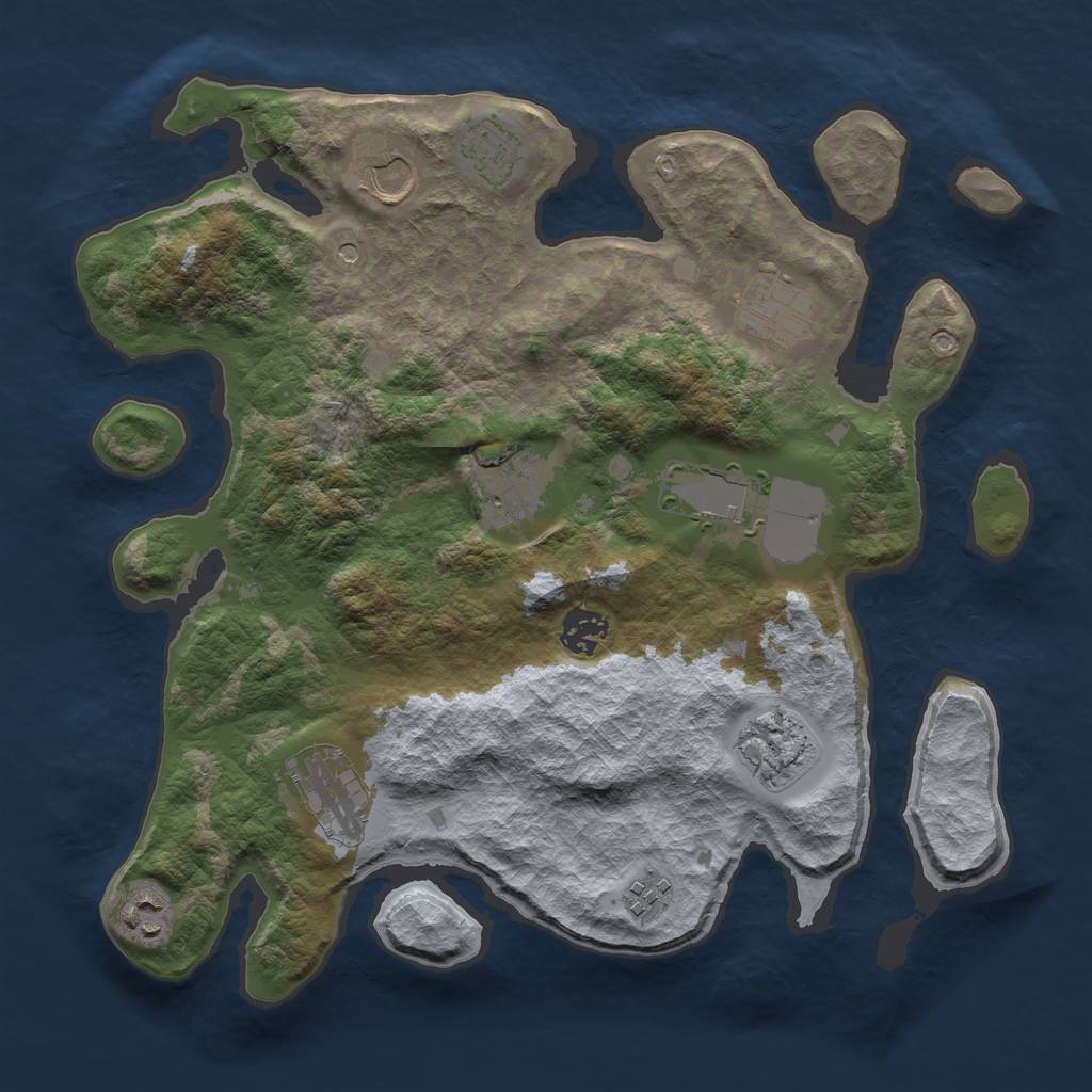 Rust Map: Barren, Size: 3500, Seed: 96412699, 13 Monuments