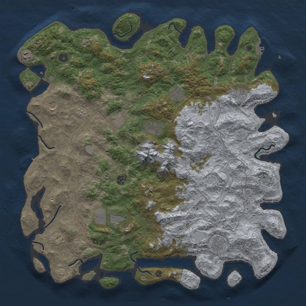 Rust Map: Procedural Map, Size: 5000, Seed: 360966238, 19 Monuments
