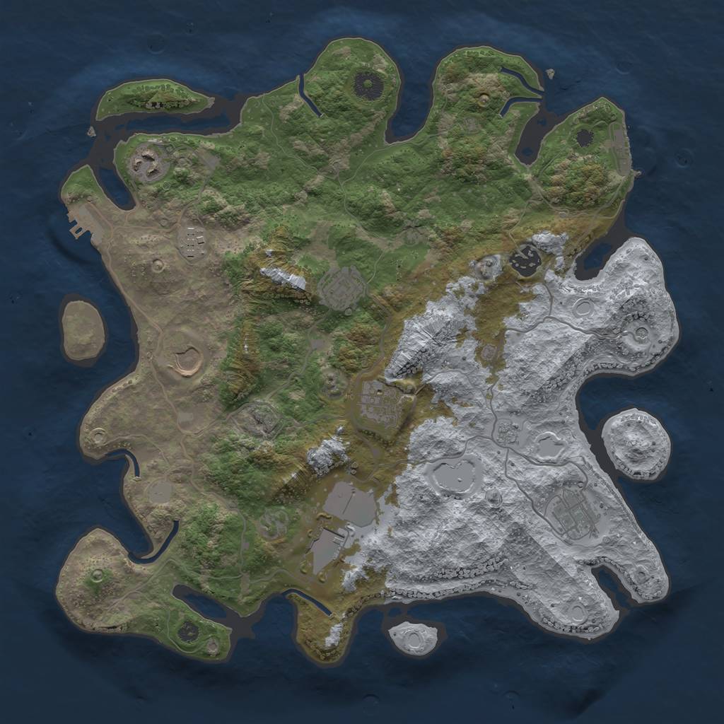 Rust Map: Procedural Map, Size: 3700, Seed: 909495786, 15 Monuments