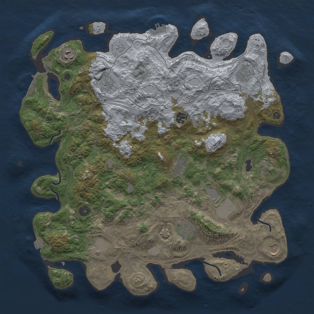 Rust Map: Procedural Map, Size: 4250, Seed: 293439220, 19 Monuments