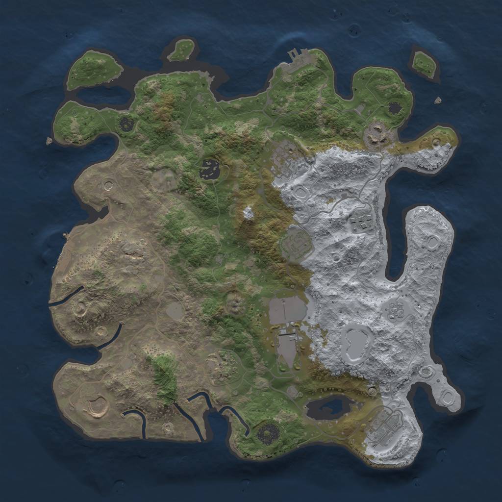 Rust Map: Procedural Map, Size: 3500, Seed: 2002410676, 16 Monuments