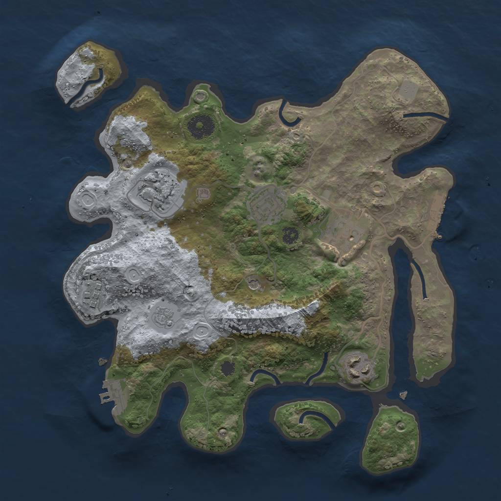 Rust Map: Procedural Map, Size: 3000, Seed: 716, 12 Monuments