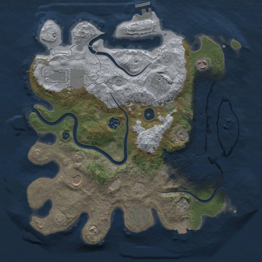 Rust Map: Procedural Map, Size: 3500, Seed: 155077060, 13 Monuments
