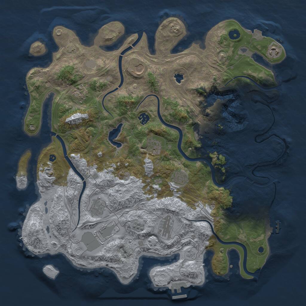 Rust Map: Procedural Map, Size: 4250, Seed: 142522653, 17 Monuments