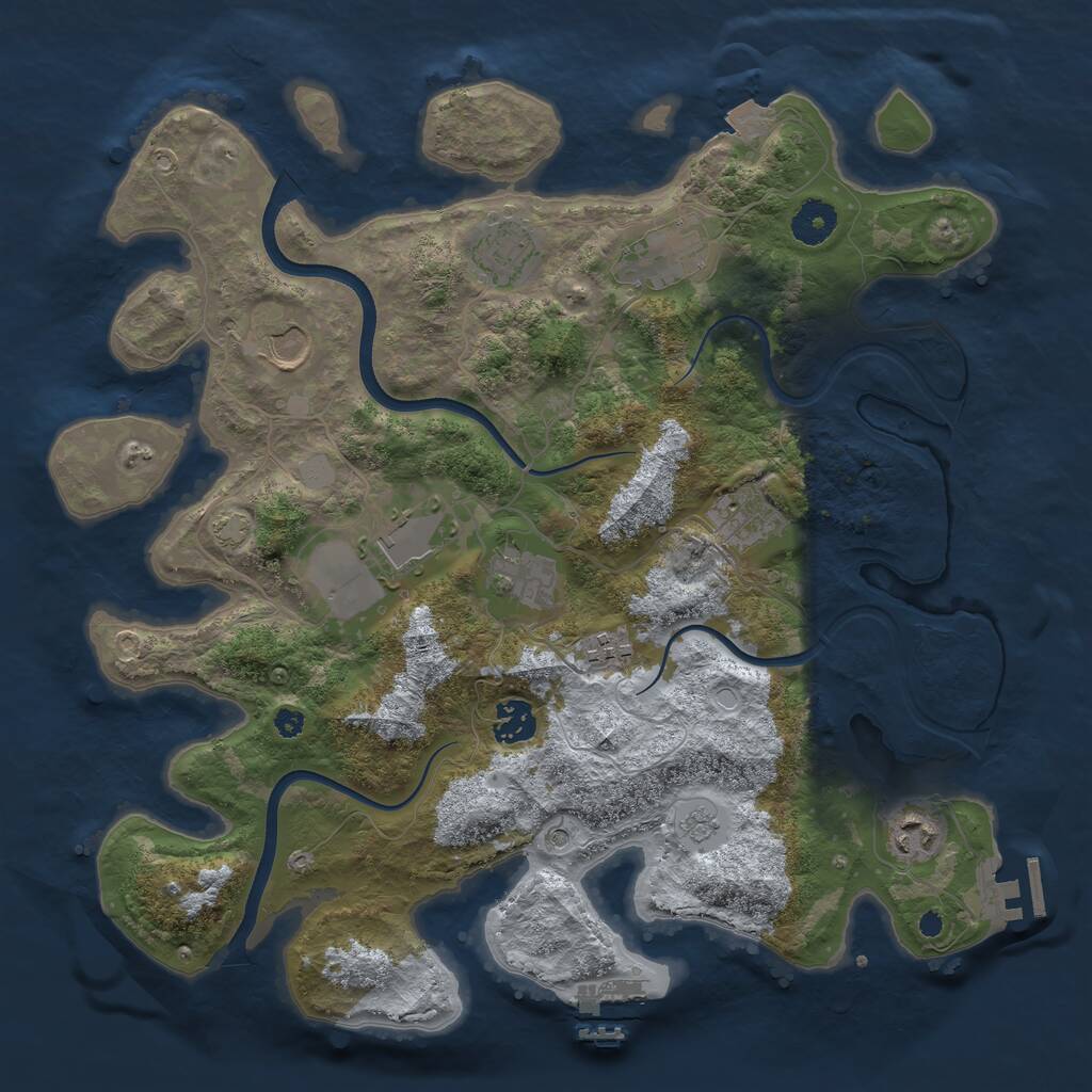 Rust Map: Procedural Map, Size: 3700, Seed: 1099299491, 15 Monuments