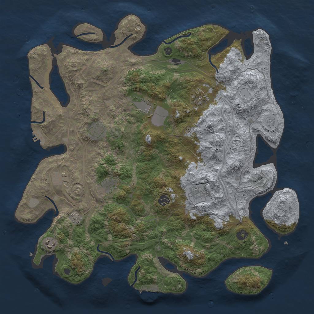 Rust Map: Procedural Map, Size: 4250, Seed: 694208008, 16 Monuments