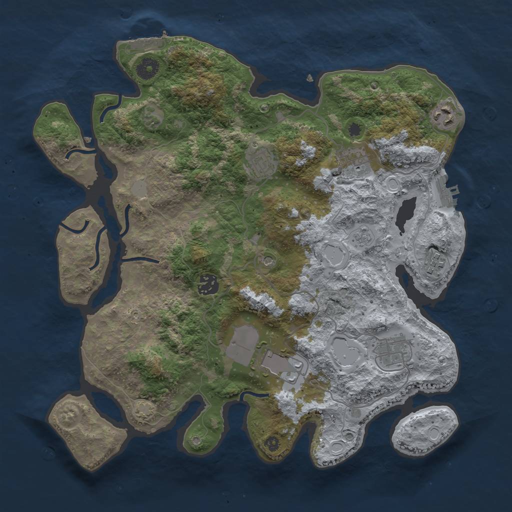 Rust Map: Procedural Map, Size: 3500, Seed: 1296290981, 15 Monuments