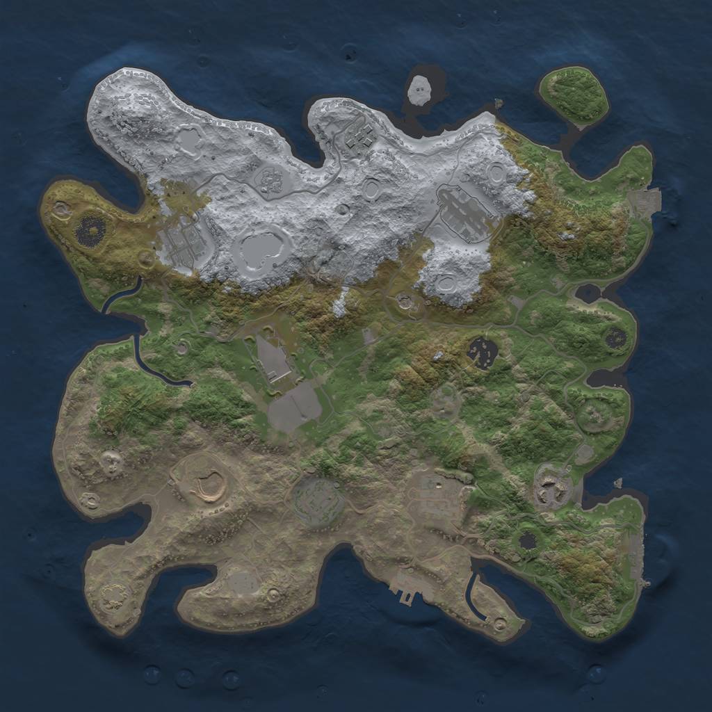 Rust Map: Procedural Map, Size: 3500, Seed: 983547, 17 Monuments
