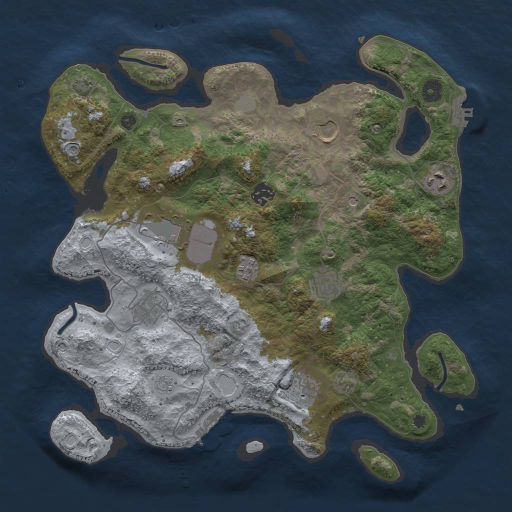 Rust Map: Procedural Map, Size: 3500, Seed: 449929844, 16 Monuments