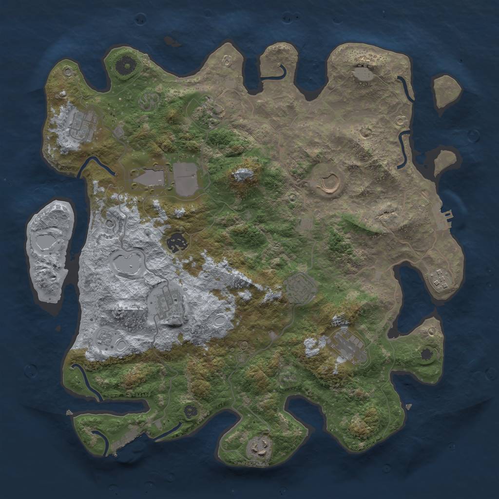 Rust Map: Procedural Map, Size: 3850, Seed: 294486769, 17 Monuments