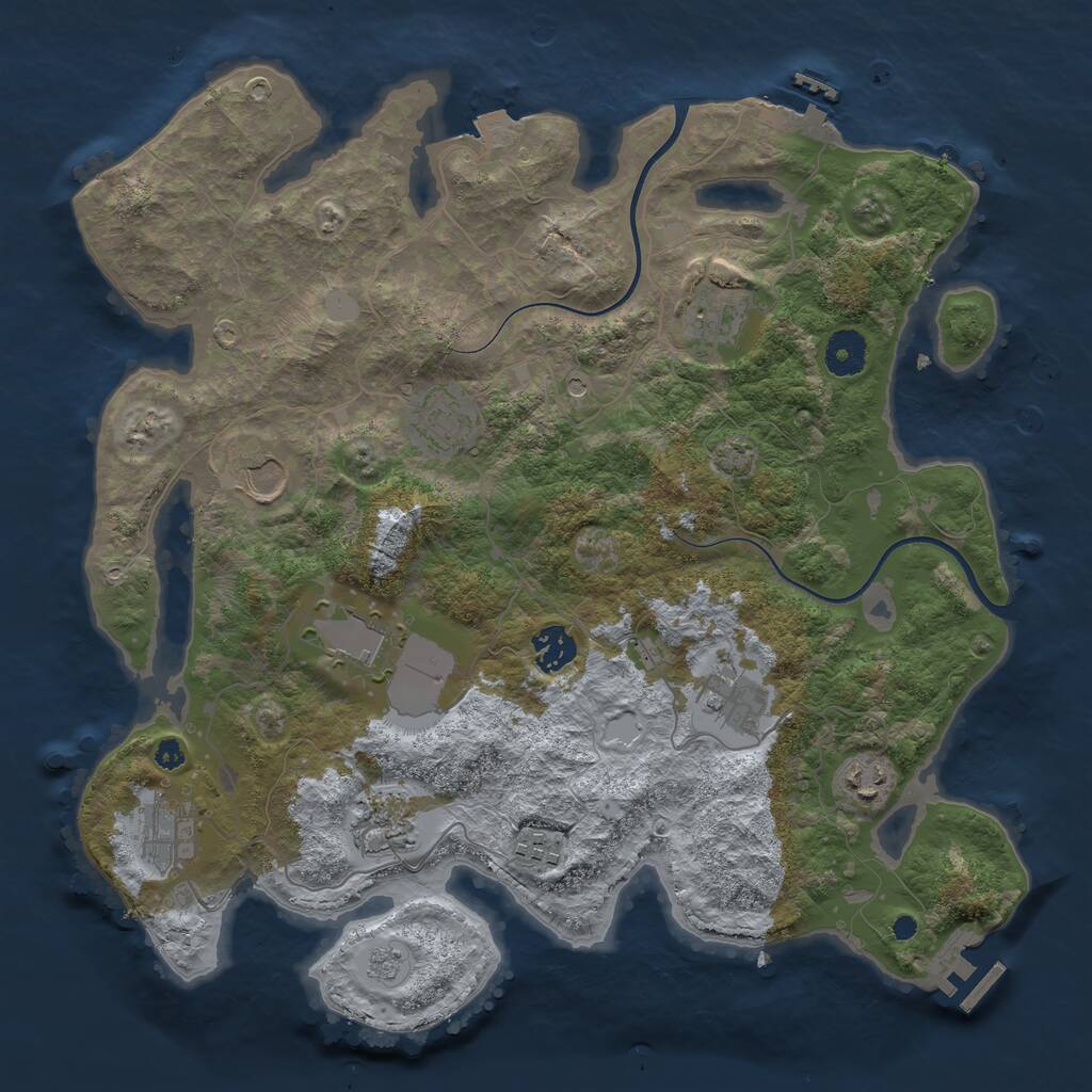 Rust Map: Procedural Map, Size: 3700, Seed: 924065409, 16 Monuments
