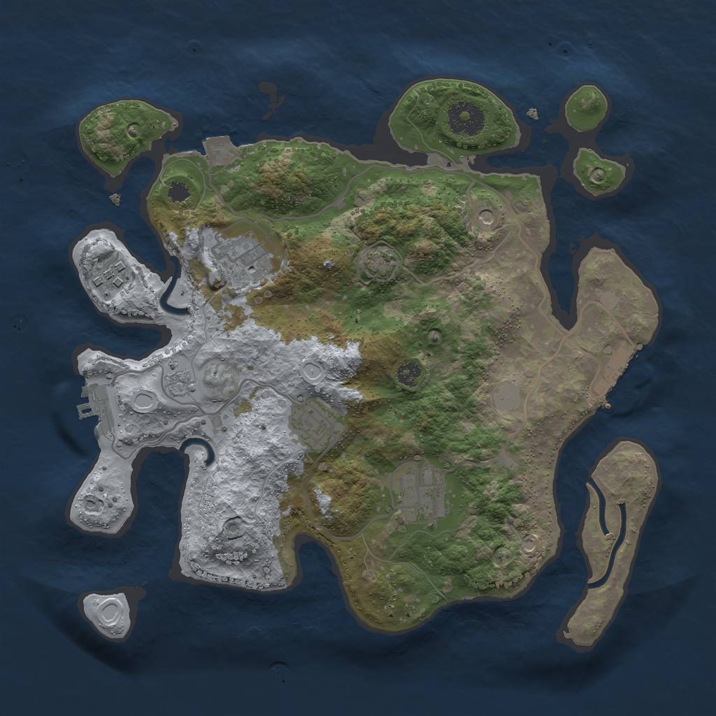 Rust Map: Procedural Map, Size: 3000, Seed: 19453, 12 Monuments