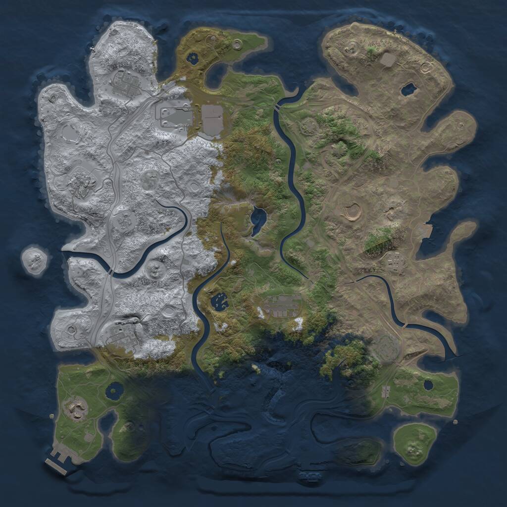Rust Map: Procedural Map, Size: 4250, Seed: 283691677, 16 Monuments