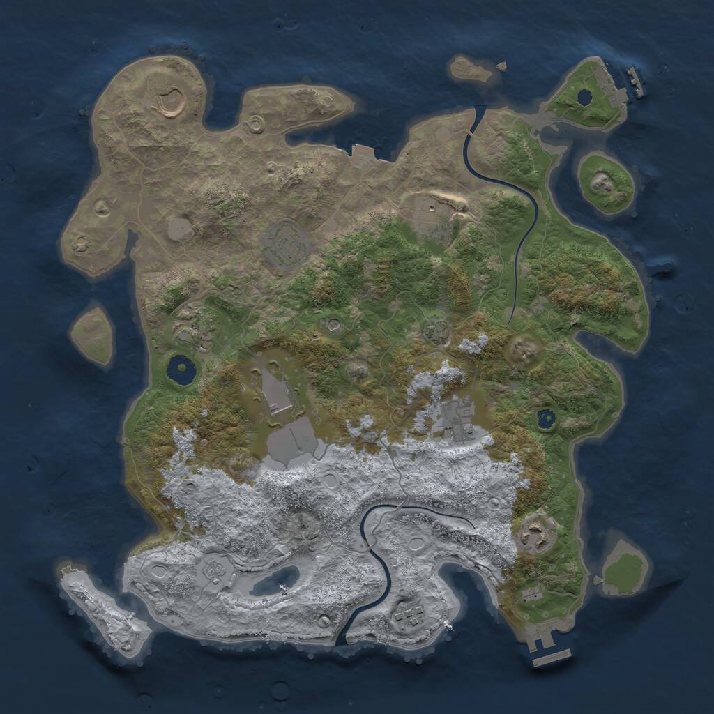 Rust Map: Procedural Map, Size: 3700, Seed: 190822826, 14 Monuments