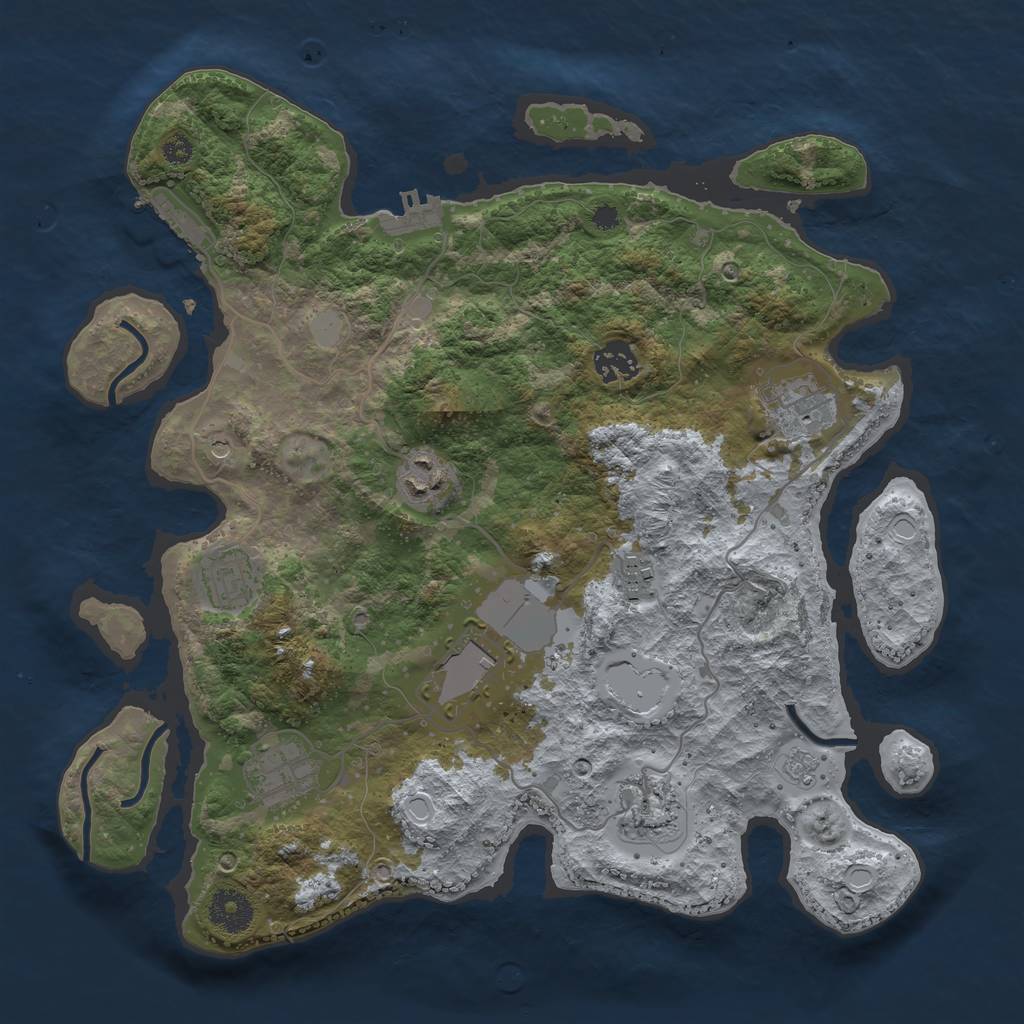 Rust Map: Procedural Map, Size: 3500, Seed: 49765569, 15 Monuments