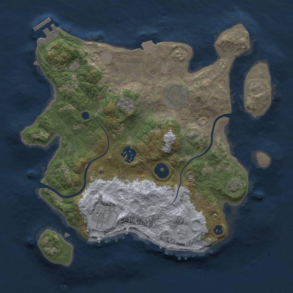 Rust Map: Procedural Map, Size: 3000, Seed: 1298010365, 8 Monuments