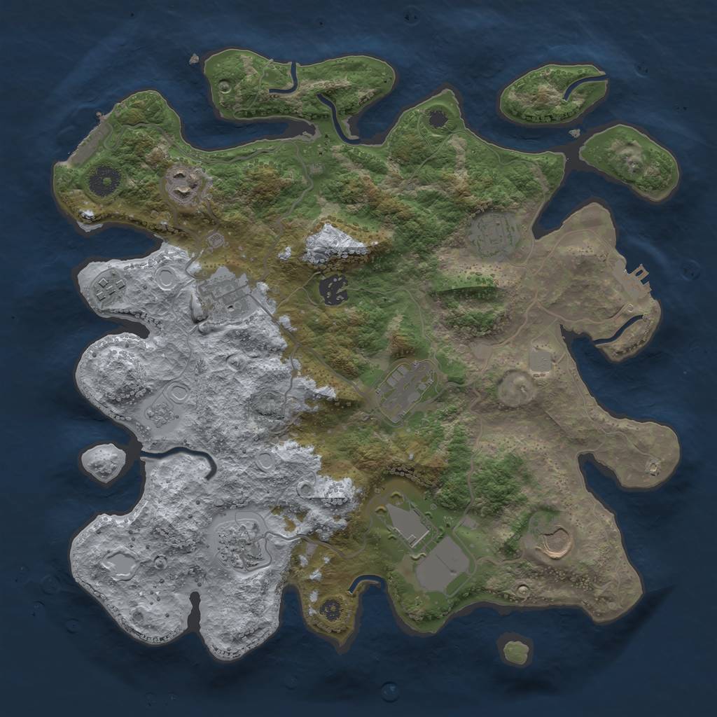Rust Map: Procedural Map, Size: 3500, Seed: 855742798, 15 Monuments