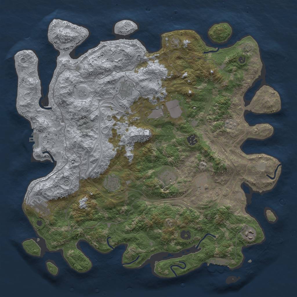 Rust Map: Procedural Map, Size: 4250, Seed: 1161539224, 17 Monuments