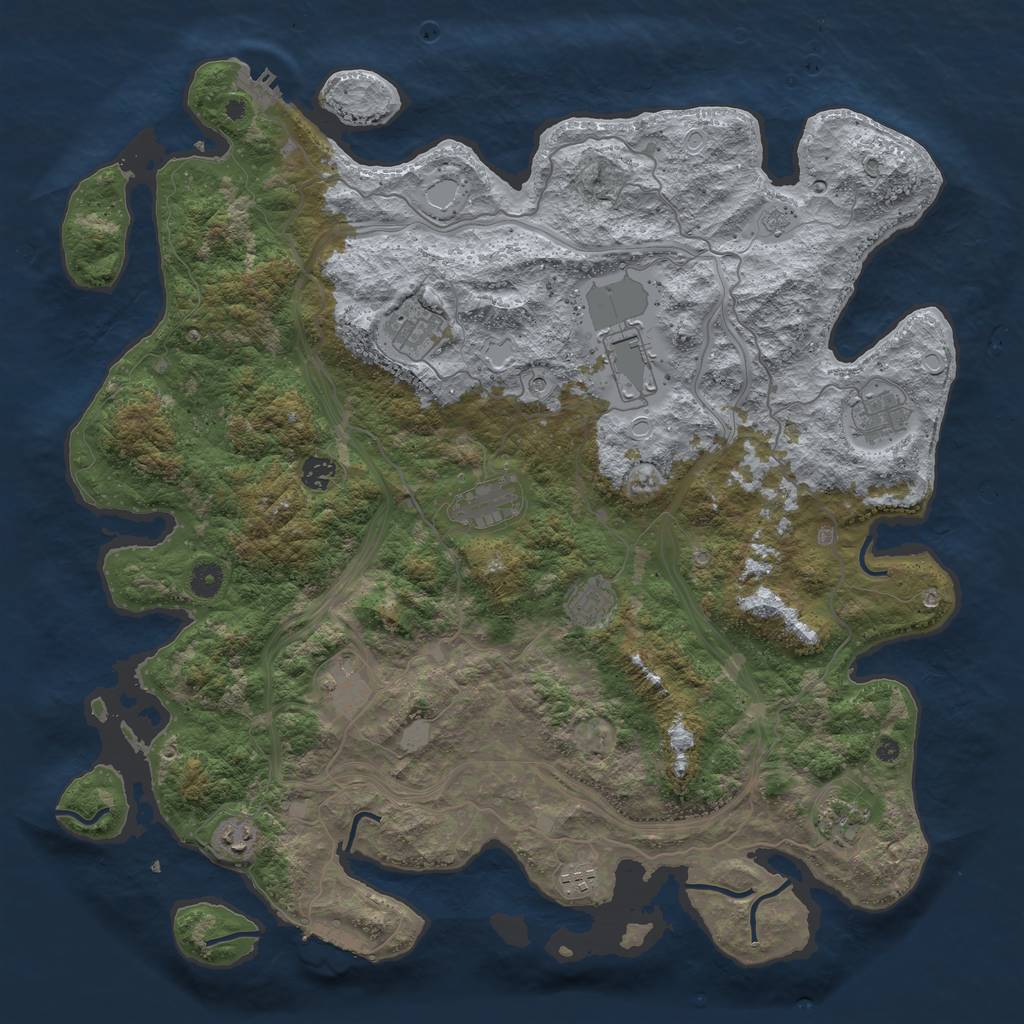 Rust Map: Procedural Map, Size: 4543, Seed: 821571416, 17 Monuments