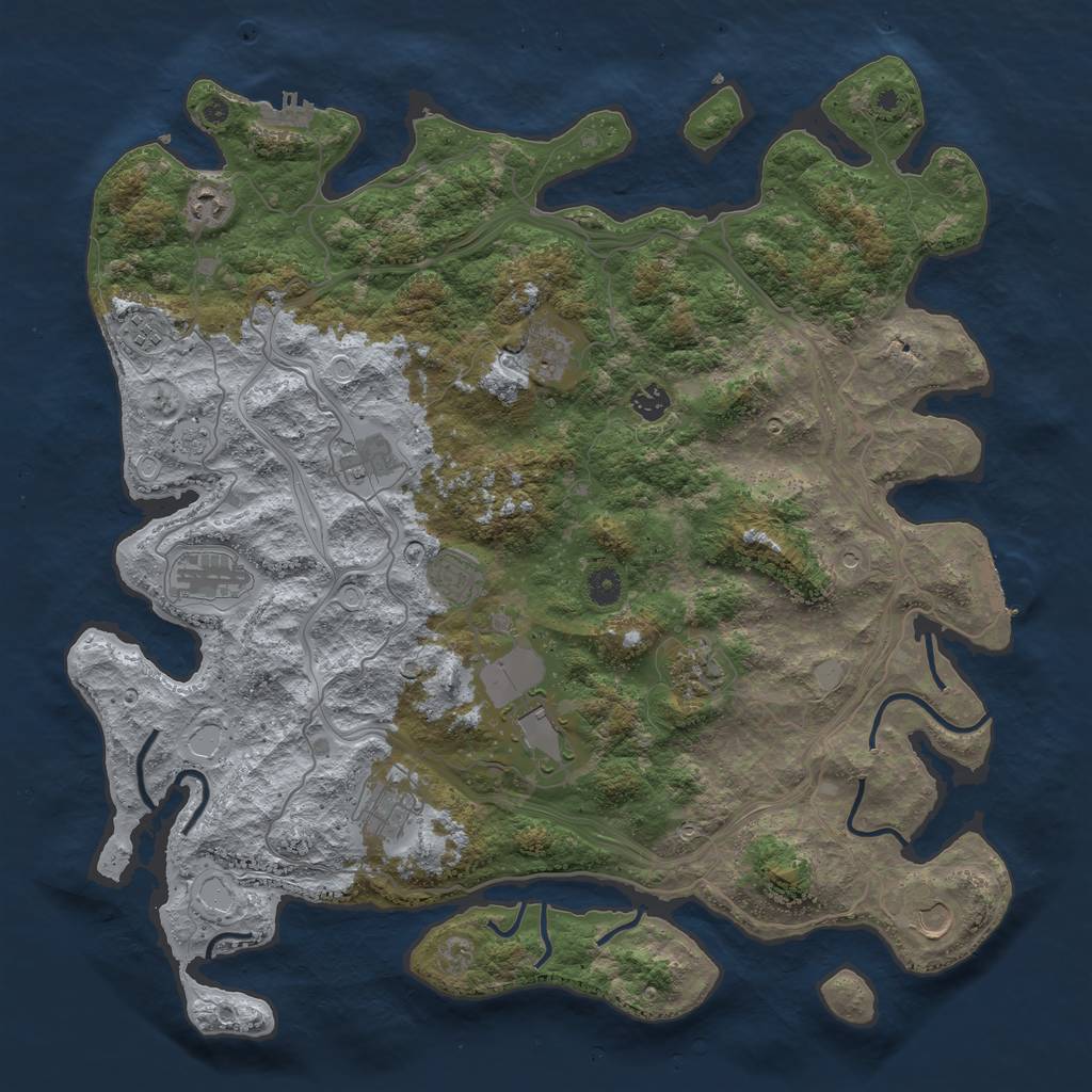 Rust Map: Procedural Map, Size: 4500, Seed: 1253324202, 18 Monuments
