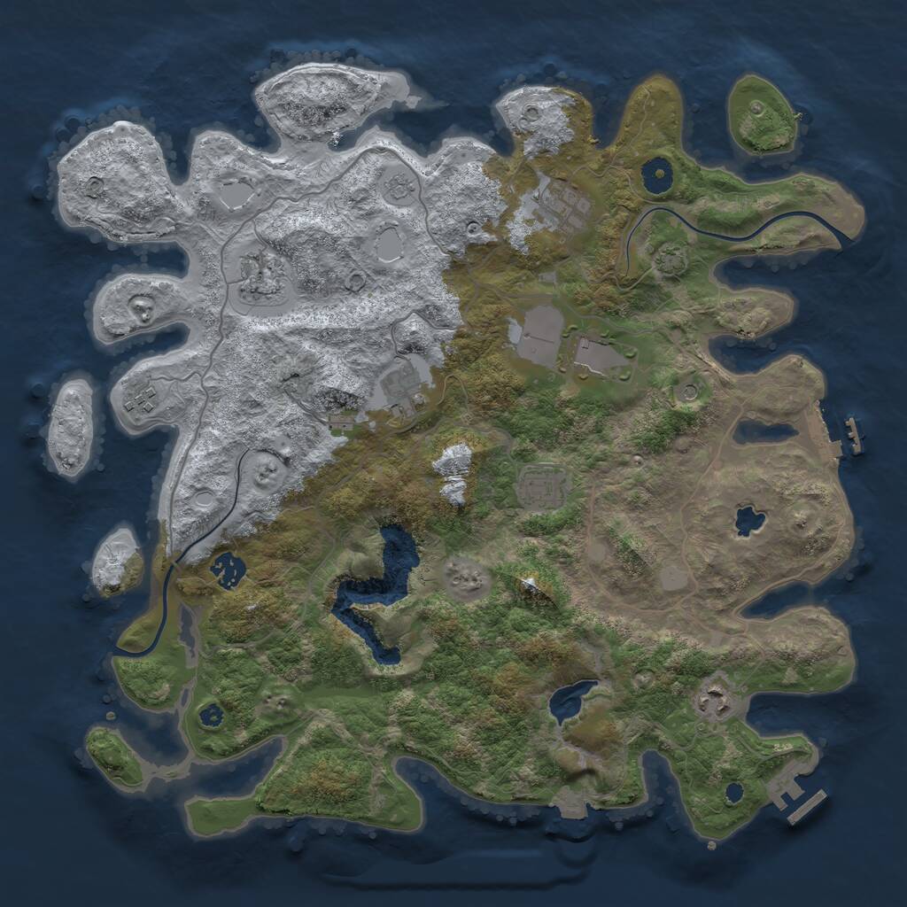 Rust Map: Procedural Map, Size: 4000, Seed: 1025051630, 14 Monuments
