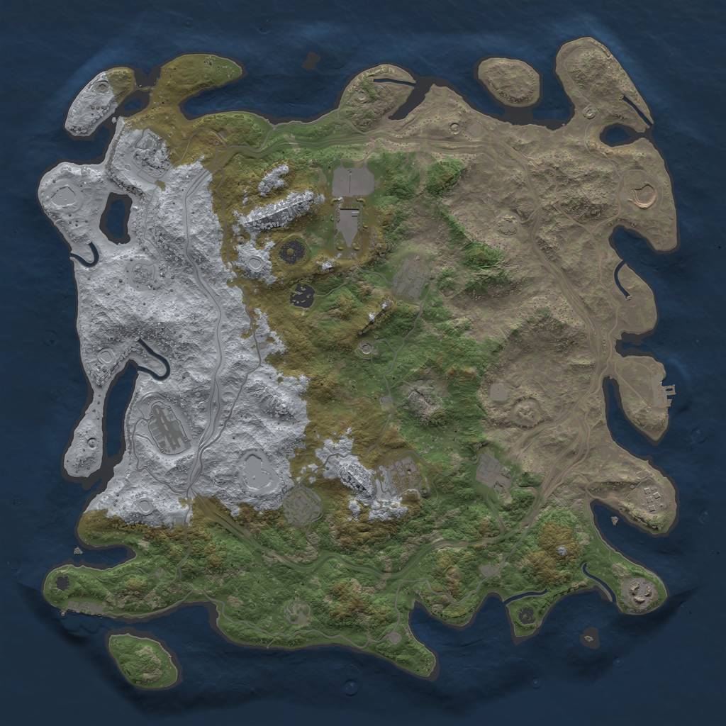 Rust Map: Procedural Map, Size: 4500, Seed: 526985373, 19 Monuments