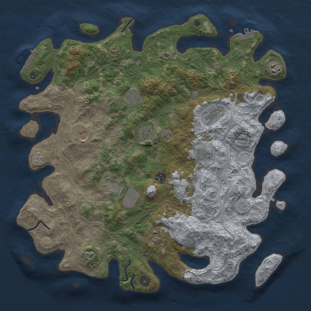 Rust Map: Procedural Map, Size: 4250, Seed: 302594997, 18 Monuments