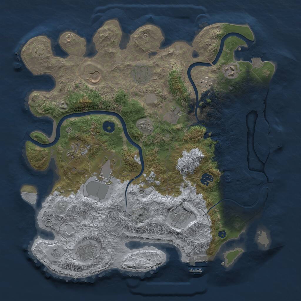 Rust Map: Procedural Map, Size: 3750, Seed: 1419699618, 16 Monuments