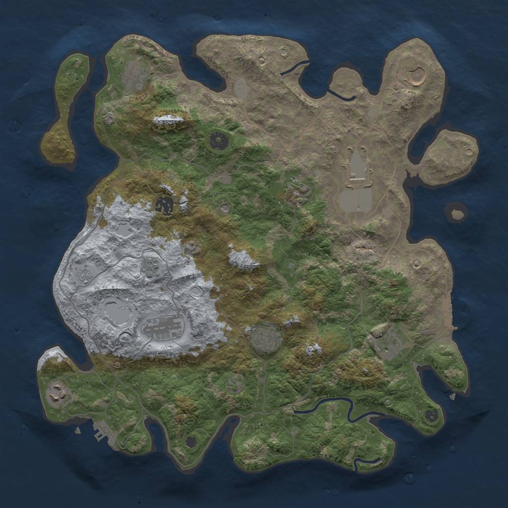 Rust Map: Procedural Map, Size: 4000, Seed: 983144443, 17 Monuments