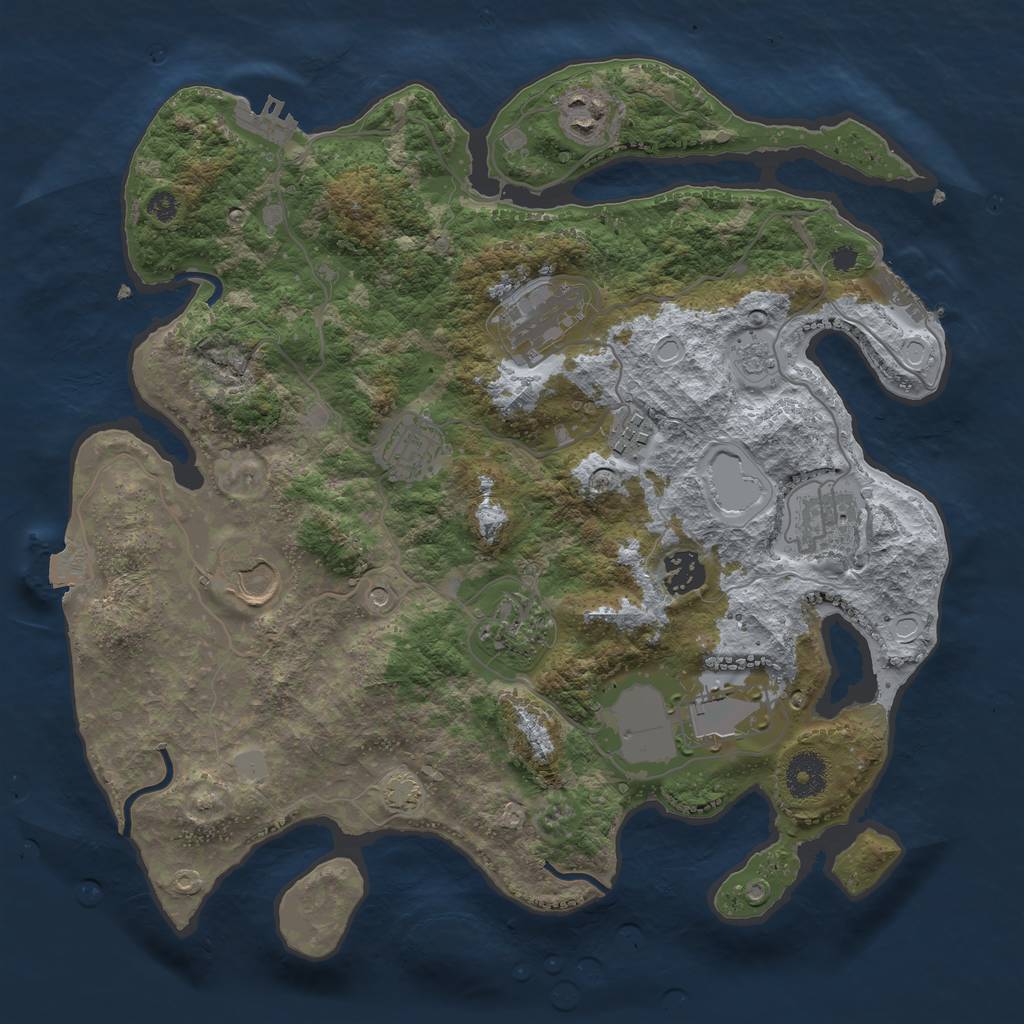 Rust Map: Procedural Map, Size: 3500, Seed: 476044308, 17 Monuments
