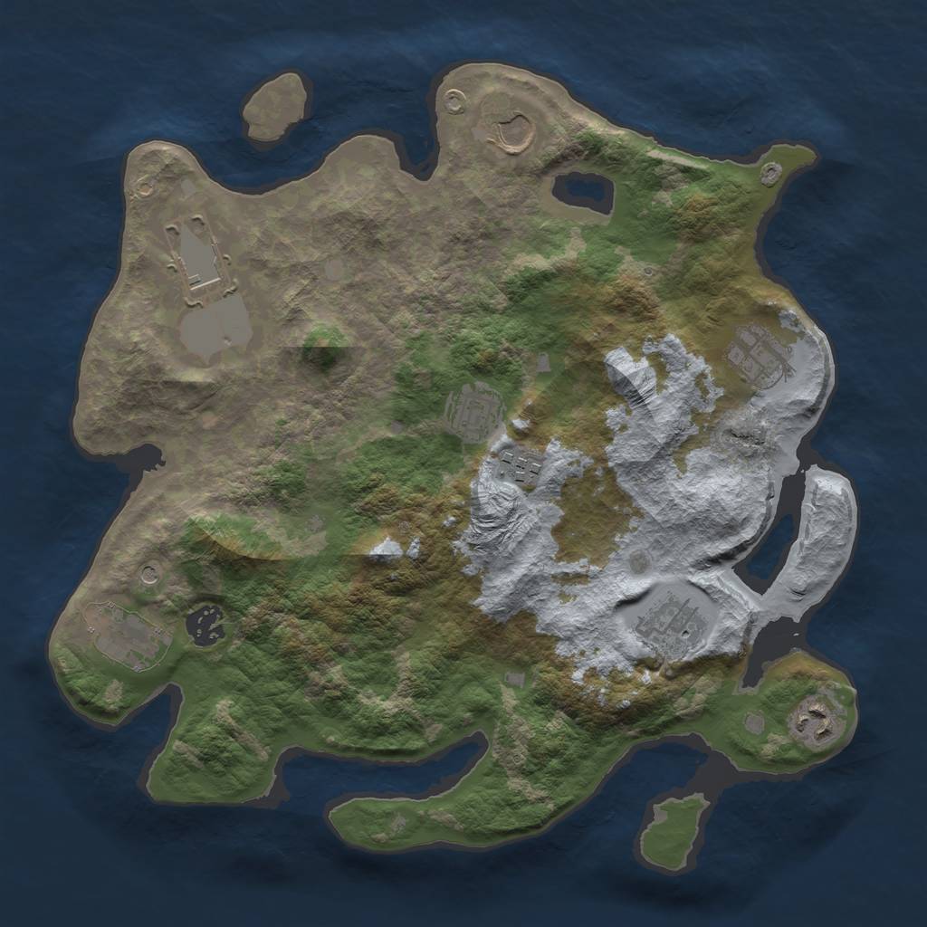 Rust Map: Barren, Size: 3500, Seed: 683241301, 12 Monuments