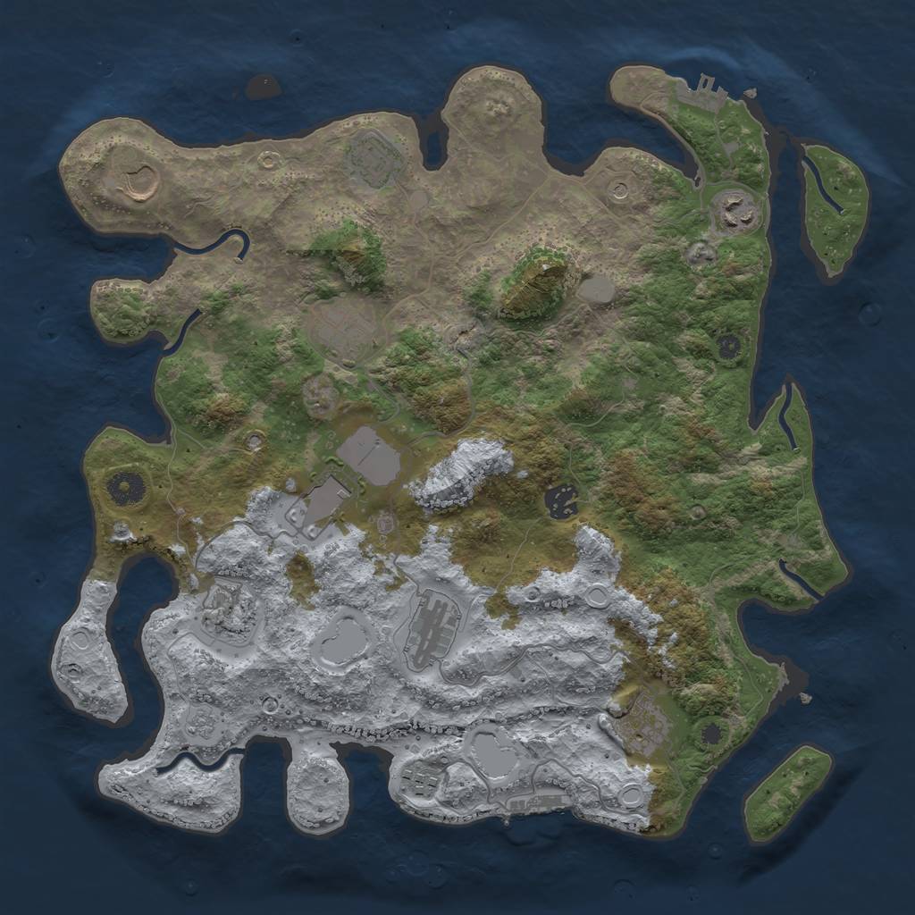 Rust Map: Procedural Map, Size: 3850, Seed: 124878569, 17 Monuments
