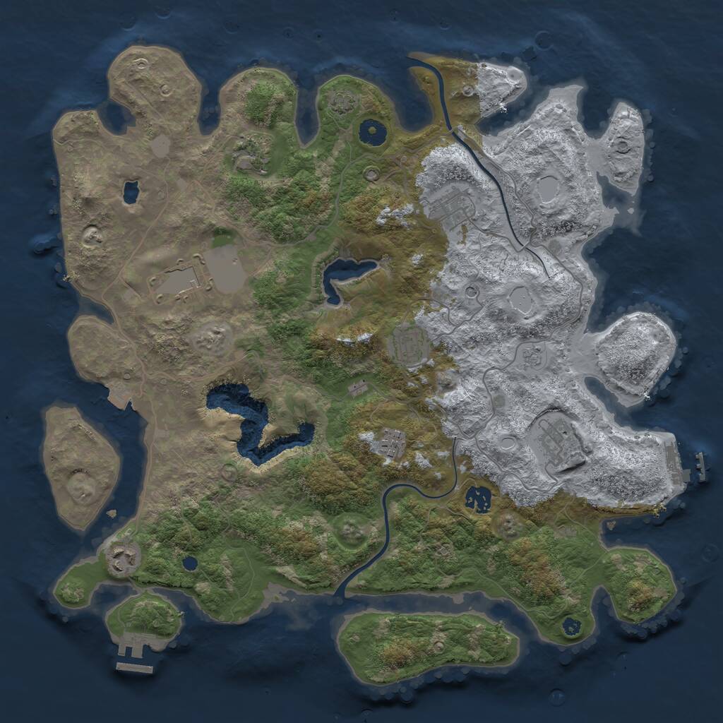 Rust Map: Procedural Map, Size: 4000, Seed: 544880513, 14 Monuments